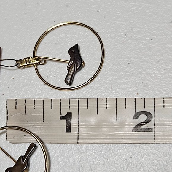 Boho Chic Gold Tone Hoop Earrings Wooden Bird Charms Fashion Jewelry Women - Picture 5 of 5